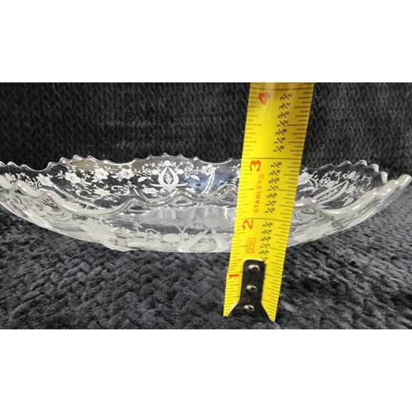 New Martinsville Prelude Etched Crystal Console Bowl Elegant Glass 1930s–1940s - Picture 8 of 8